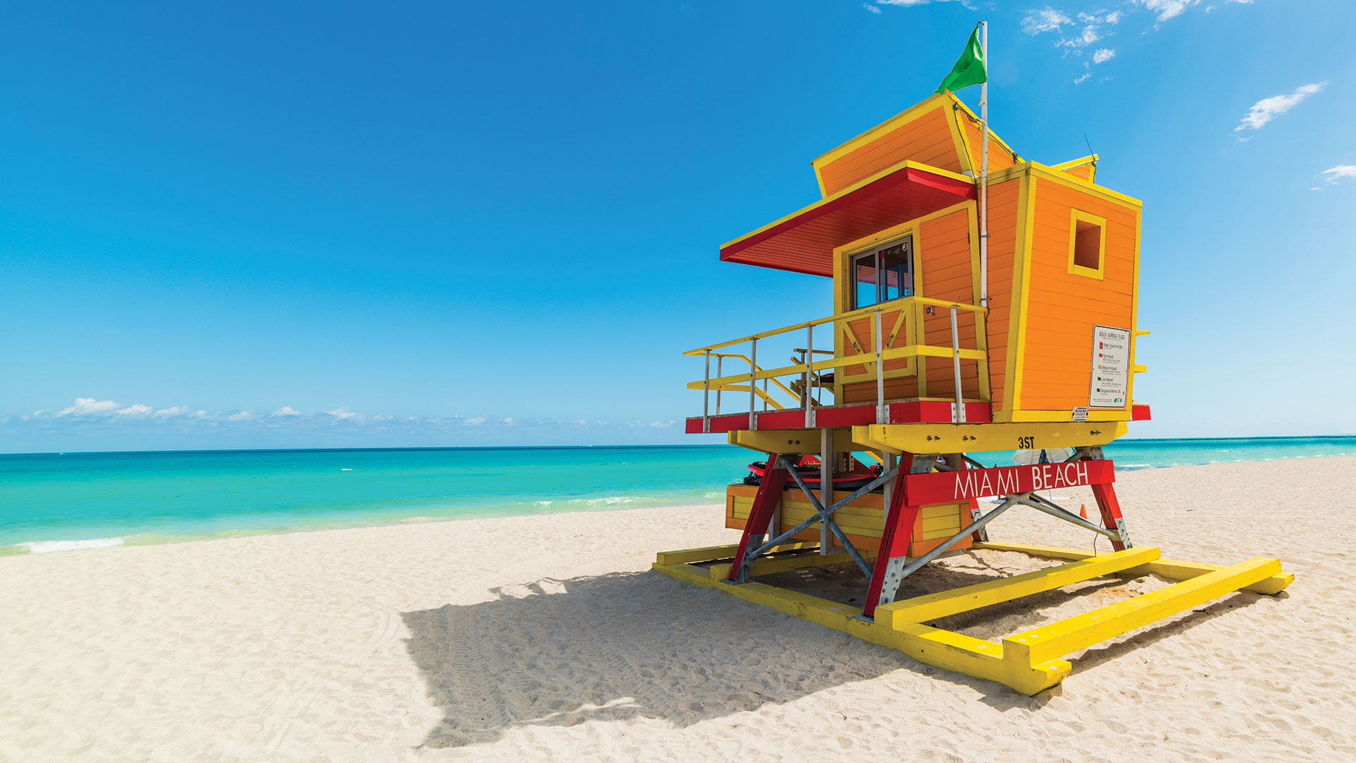 A colorful lifeguard tower in Miami Beach, Florida