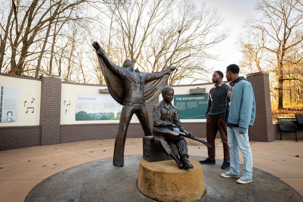 Statues honoring Elvis’ legacy in Tupelo, Mississippi
Credit: Visit Mississippi
