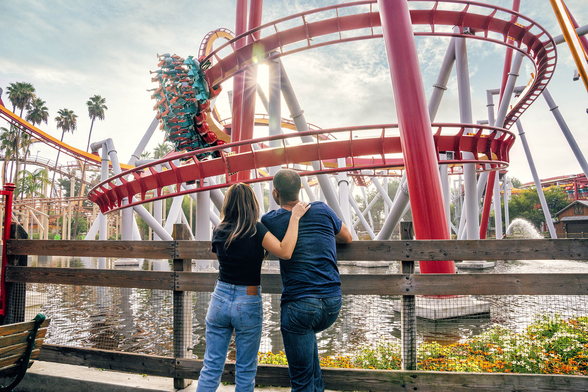 Watching rollercoasters at Knott’s Berry Farm in Buena Park, California