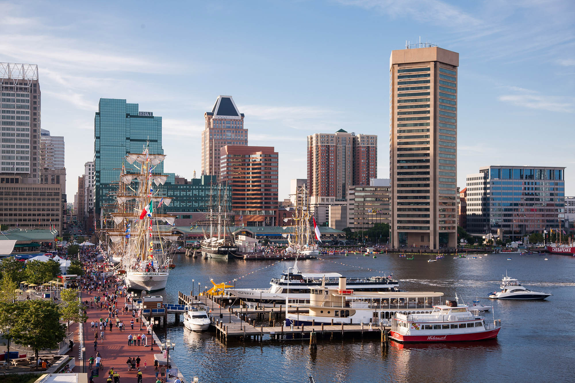 Ships in the Inner Harbor of Baltimore, Maryland; Credit: Visit Baltimore