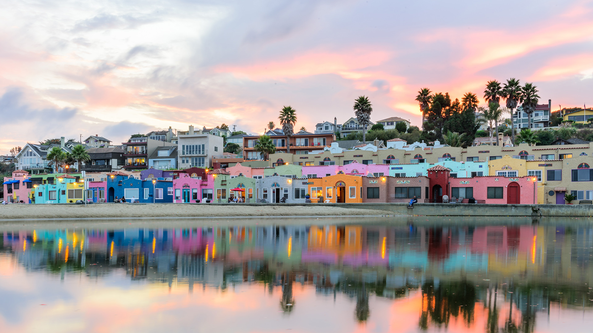 Sunset over Capitola Village in Santa Cruz County, California