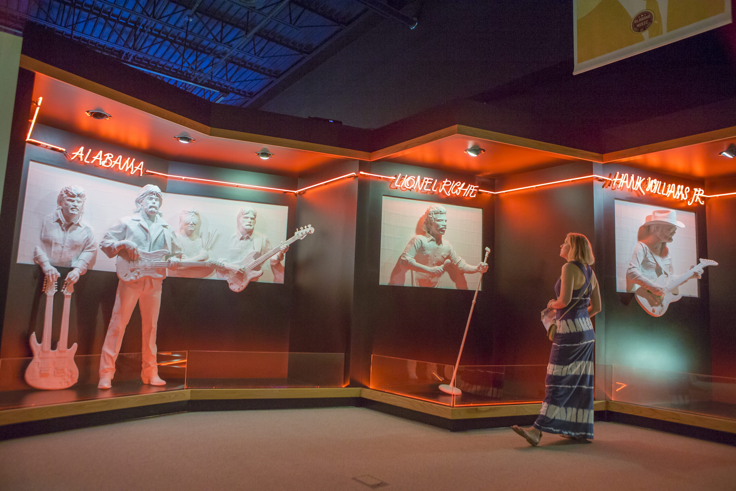 Viewing exhibits at the Alabama Music Hall of Fame in Tuscumbia