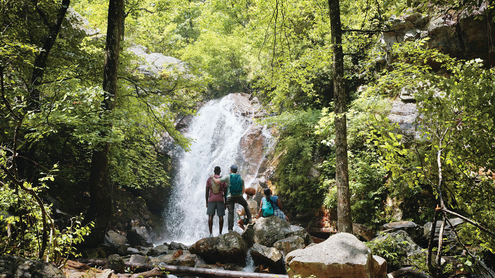 Hikers at Oak Mountain State Park near Birmingham, Alabama