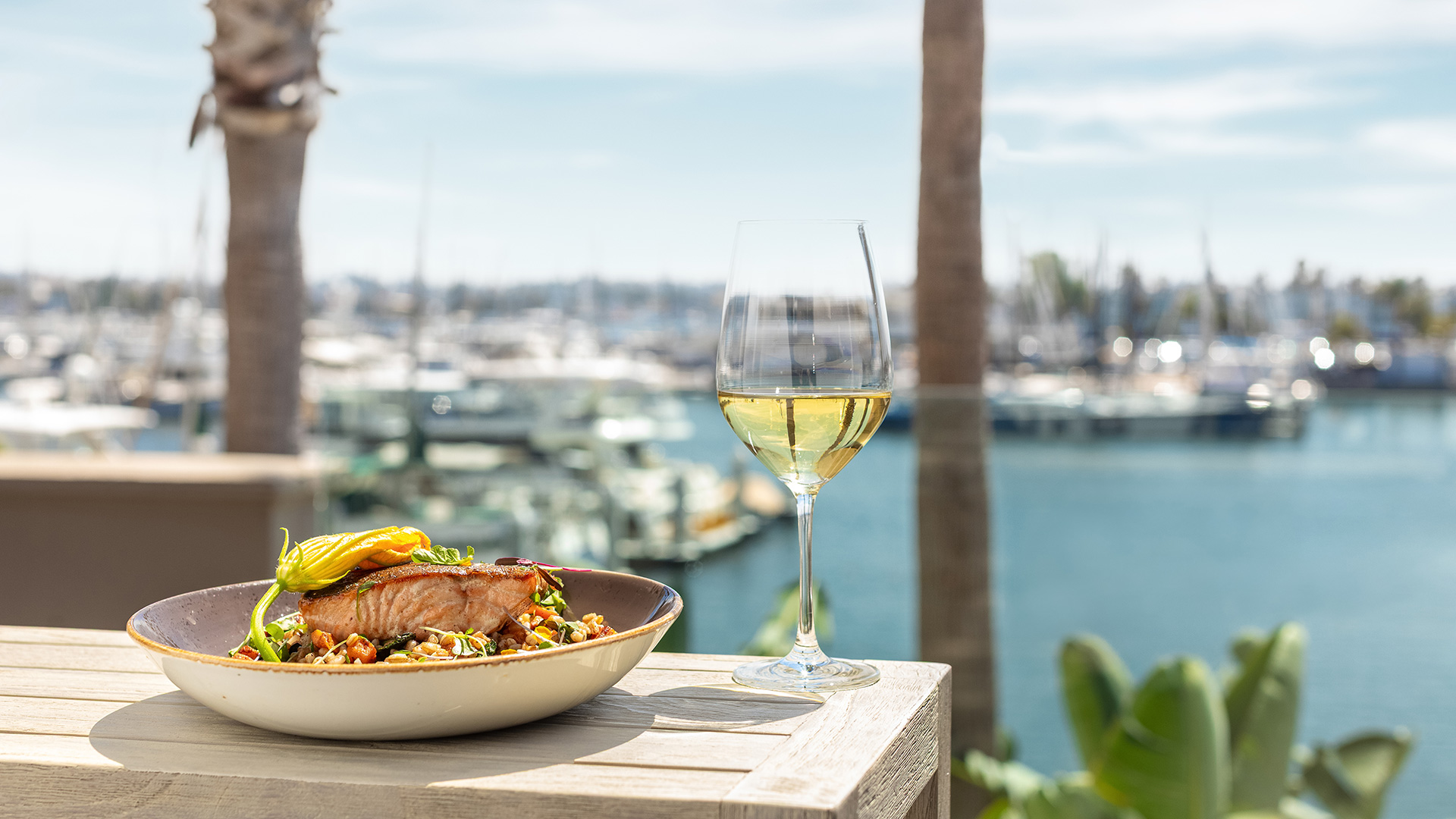 Waterfront dining at Cast and Plow in Marina del Rey, California