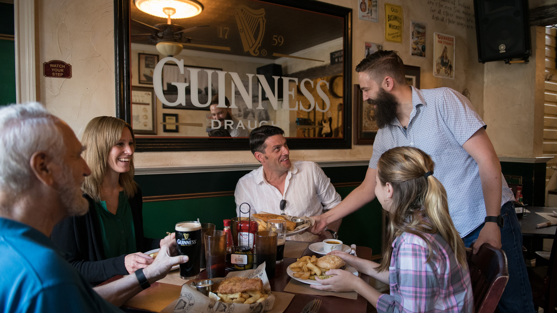 Family dining at a restaurant in Gettysburg, Pennsylvania
