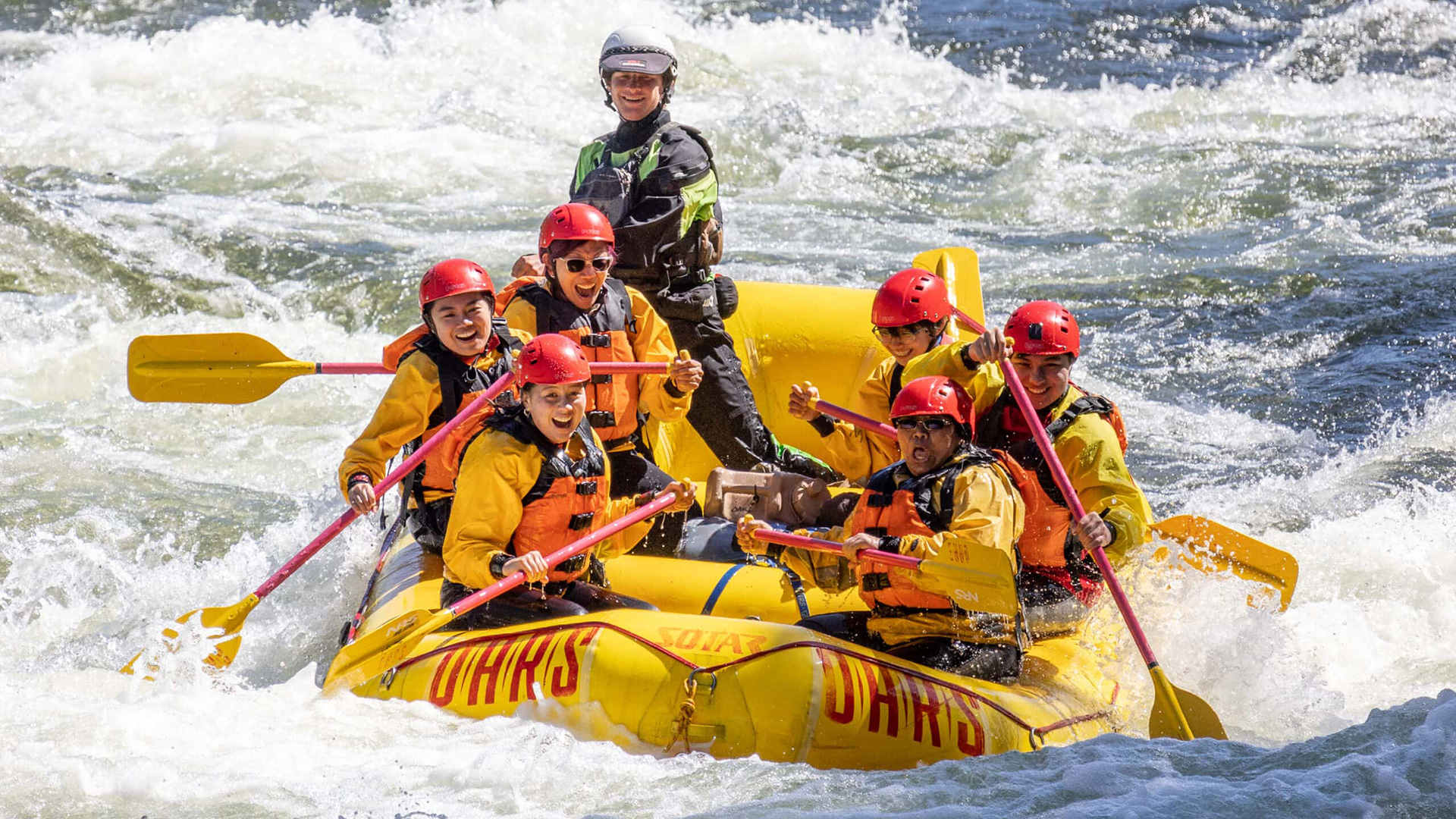 Whitewater rafting on the Merced River in Mariposa County, California