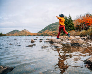 Exploring autumn views in Acadia National Park, Maine