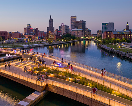 View of Providence, Rhode Island, at dusk