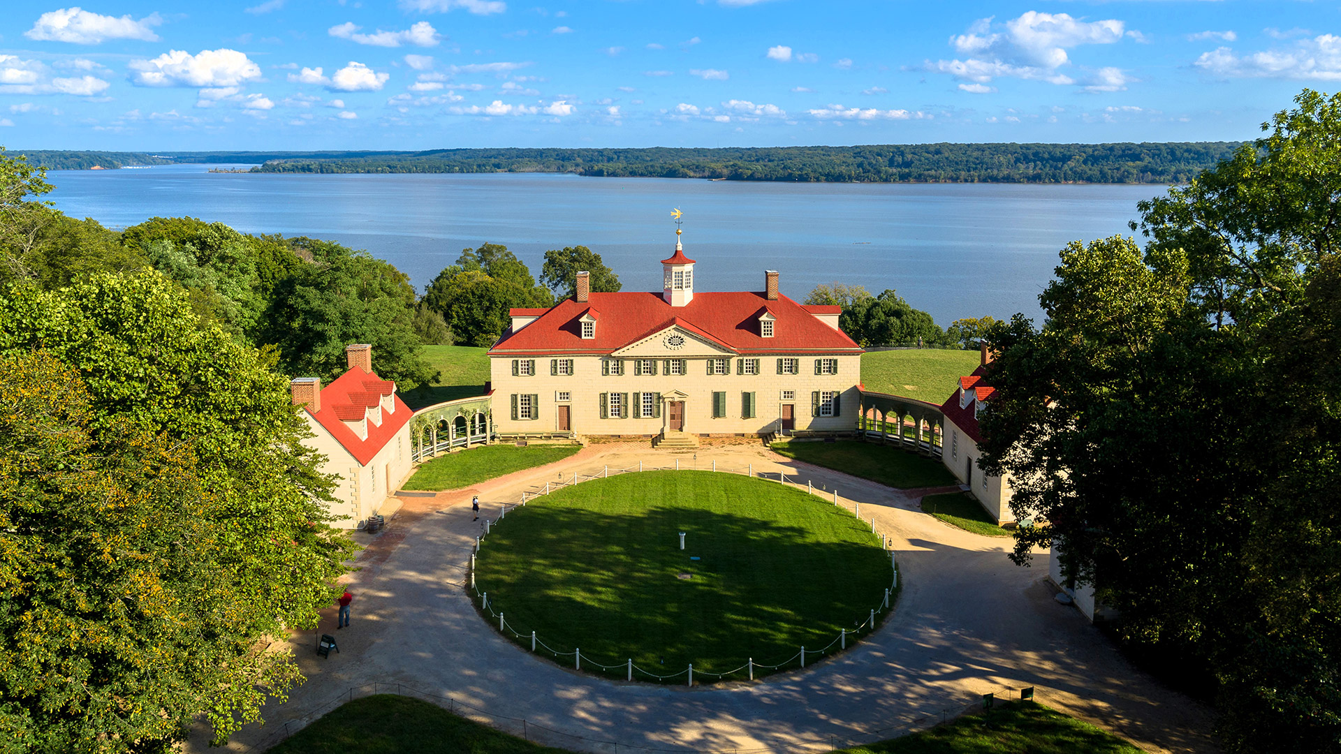 Aerial view of George Washington’s Mount Vernon in Fairfax County, Virginia