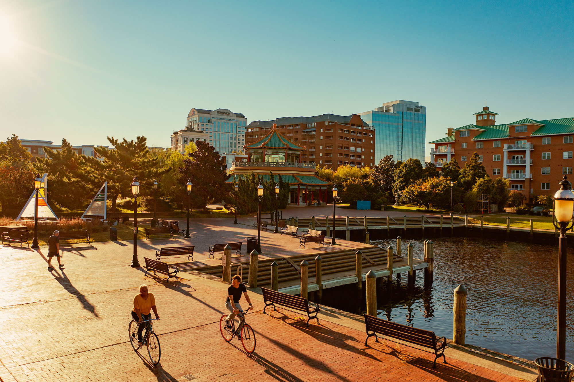 Bikers along the Elizabeth River in Norfolk, Virginia  
