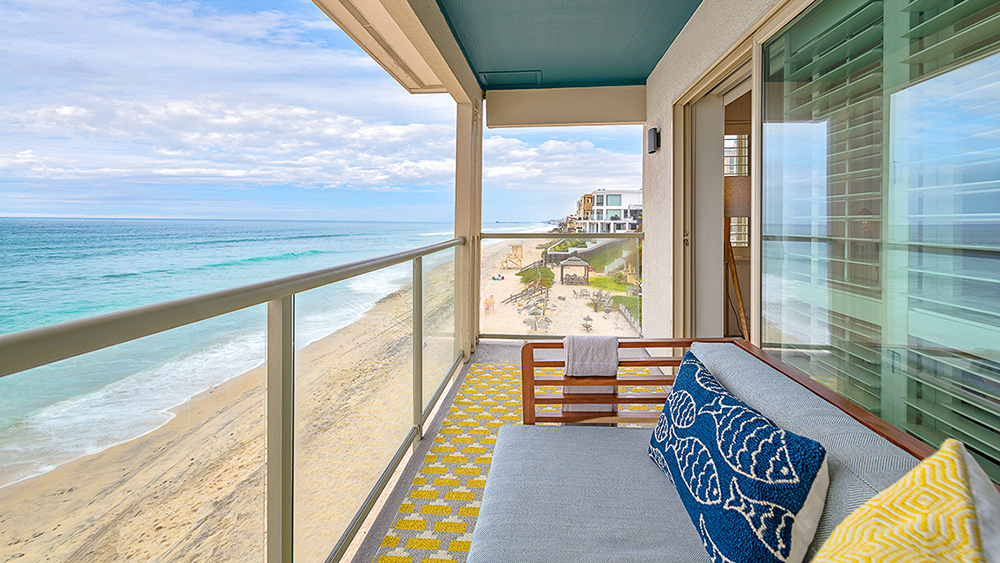 Terrace overlooking Carlsbad Beach in California