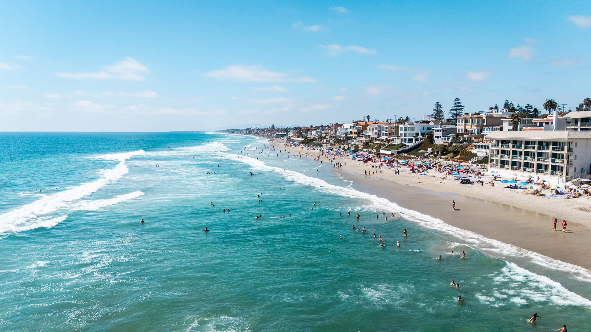 Aerial view of Carlsbad Beach in California