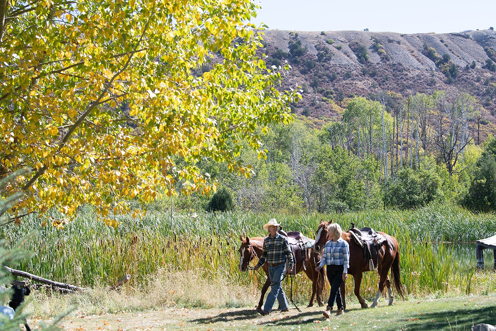 An autumn horseback riding excursion at Blair Ranch near Glenwood Springs, Colorado