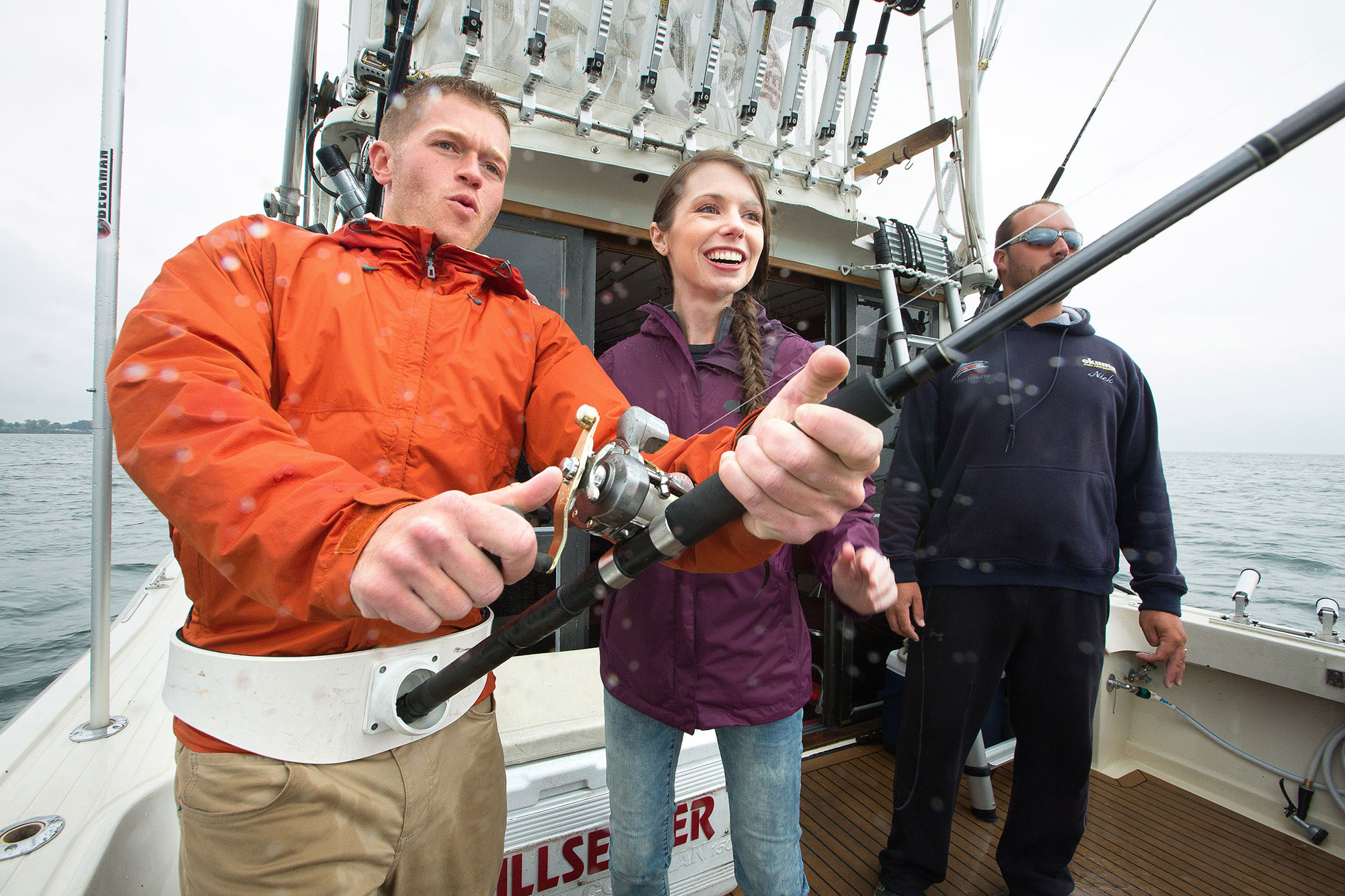 Anglers on Lake Ontario near Niagara Falls, New York