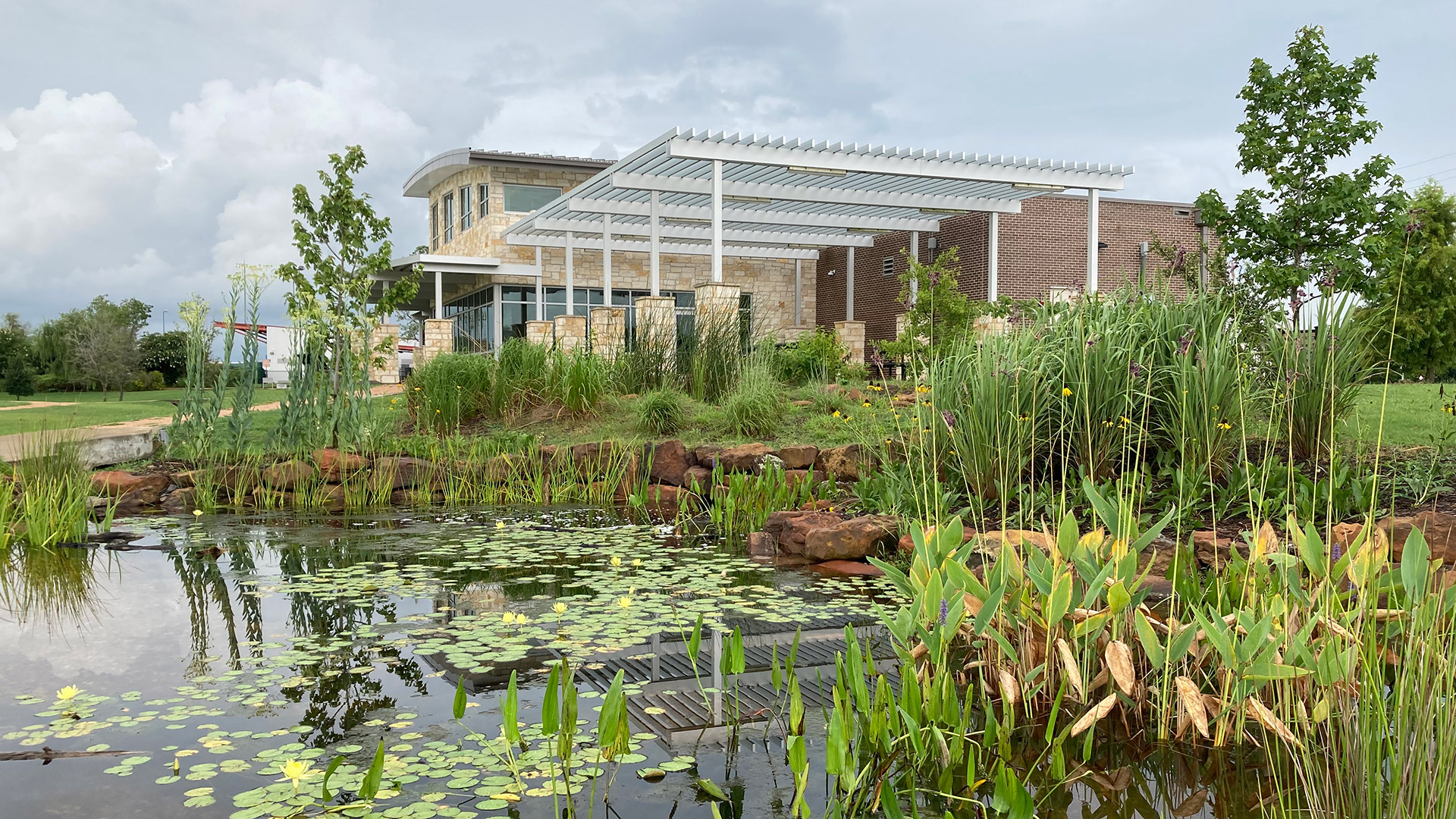 Exterior of the Delores Fenwick Nature Center in Pearland, Texas