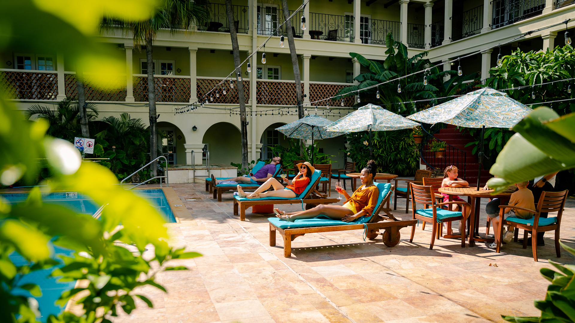 Relaxing by the pool at the La Posada Hotel in Laredo, Texas