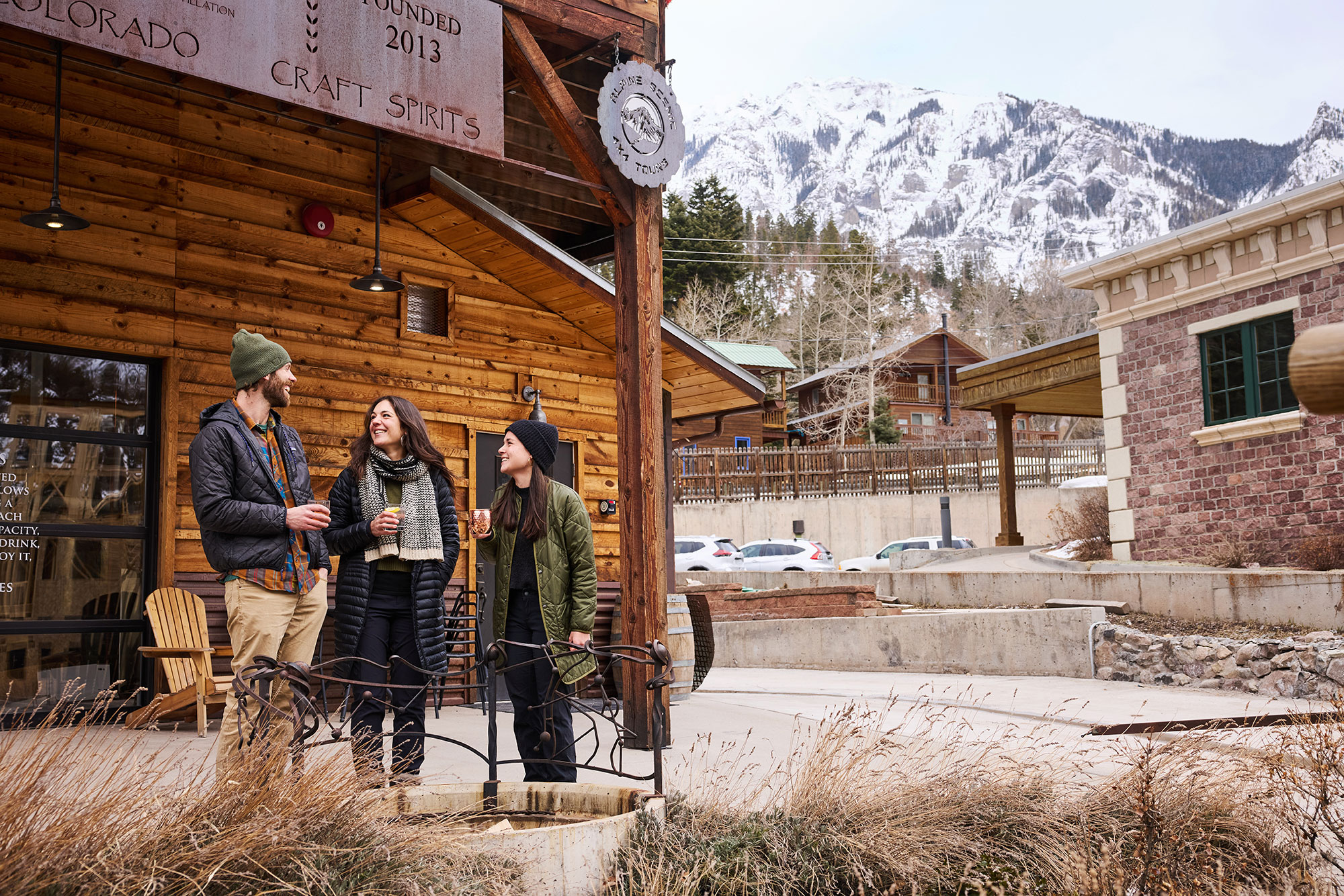 Customers outside KJ Wood Distillers in Ouray, Colorado; Credit: Visit Ouray
