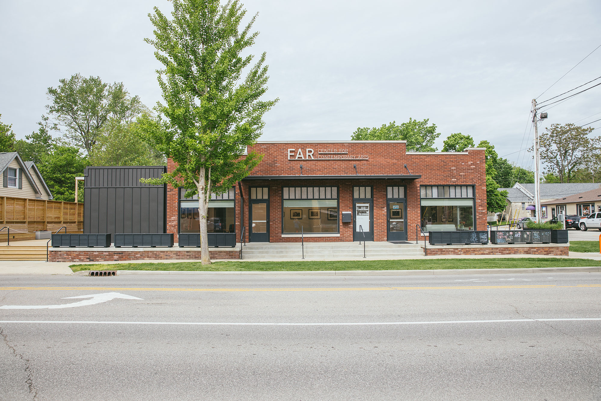 Exterior of the FAR Center for Contemporary Arts in Bloomington, Indiana
