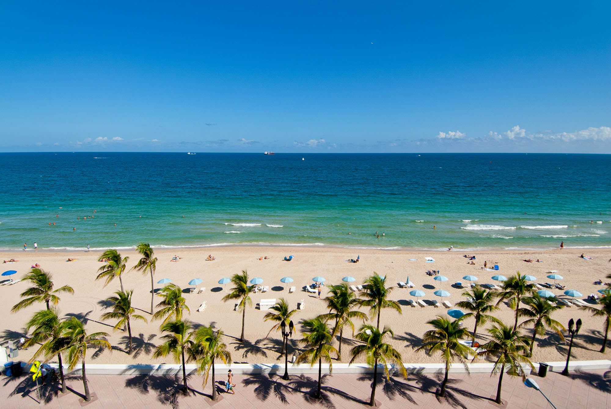 Aerial view of Fort Lauderdale Beach from the Florida shore; Credit: Fort Lauderdale Convention & Visitors Bureau