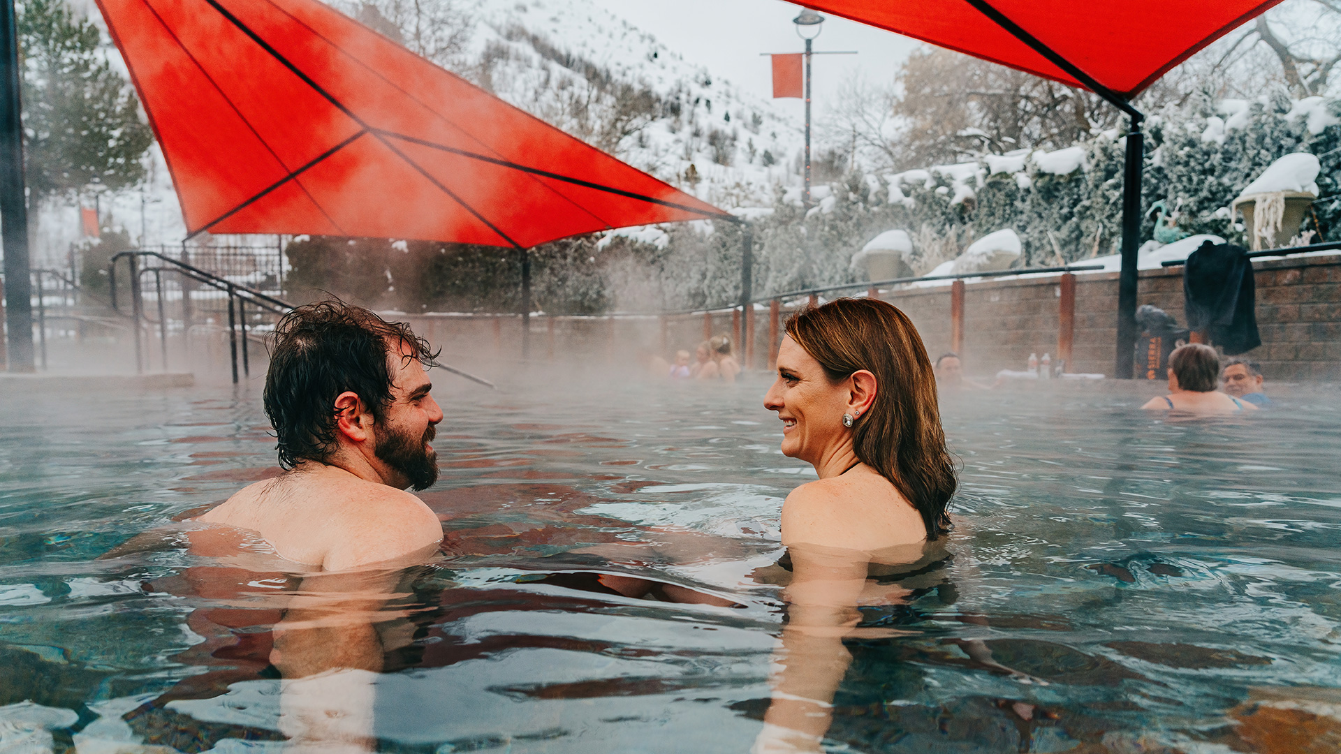 Visitors at Lava Hot Springs in Lava Hot Springs, Idaho