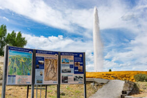 The Soda Springs geyser erupting in Soda Springs, Idaho