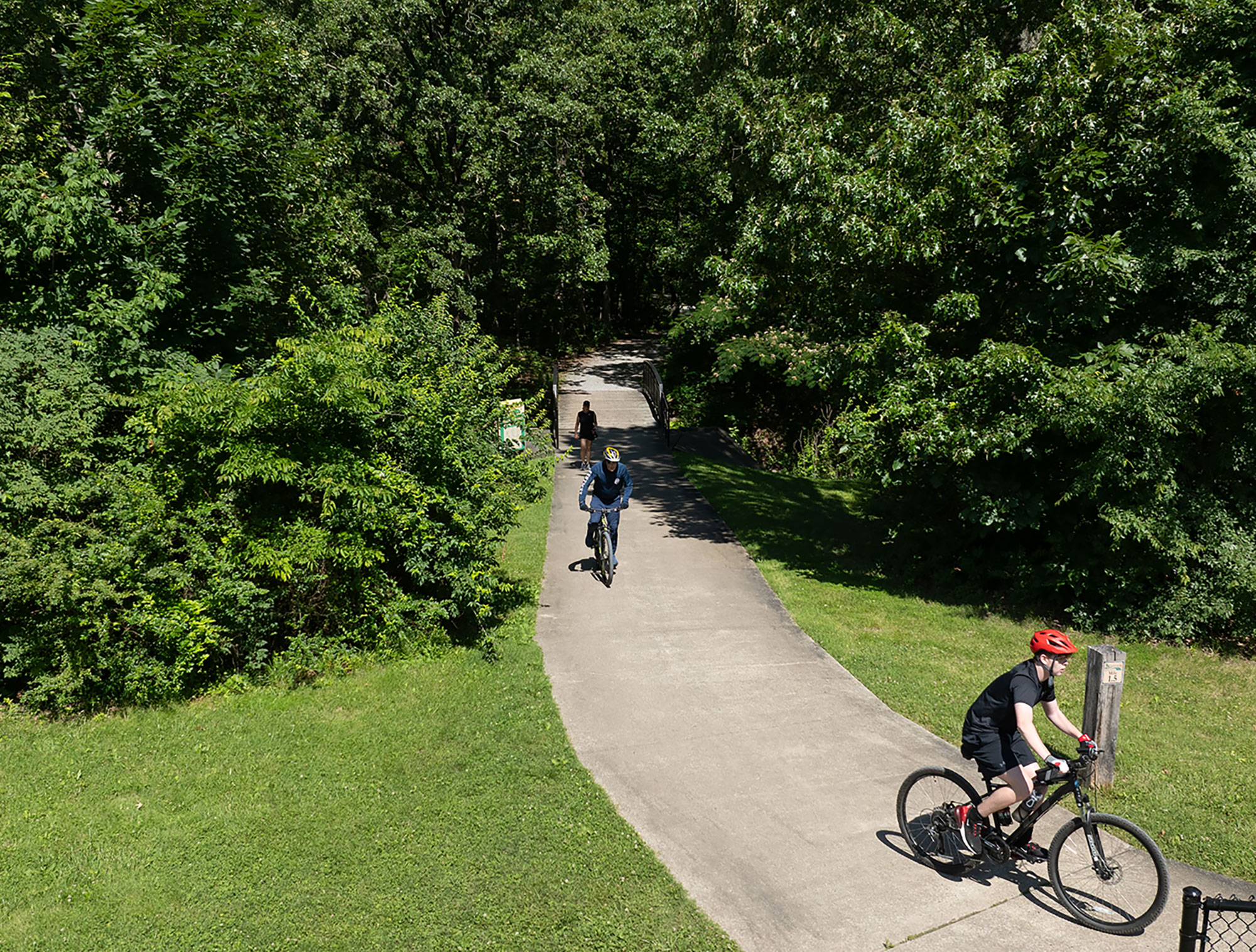 Bikers along the Greenway Trail near Paducah, Kentucky
