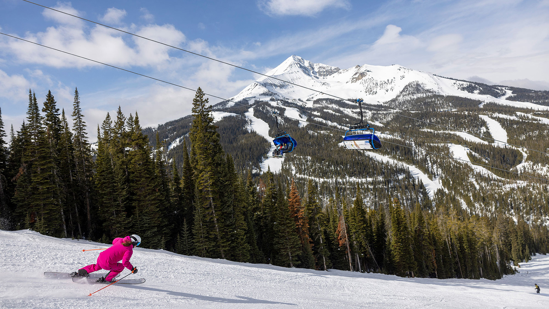 Beautiful day for skiing at Big Sky Resort in Big Sky, Montana; Credit: Colton Stiffler