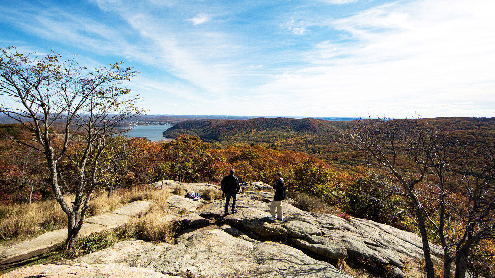 Hikers on top of Bear Mountain in Orange County, New York
