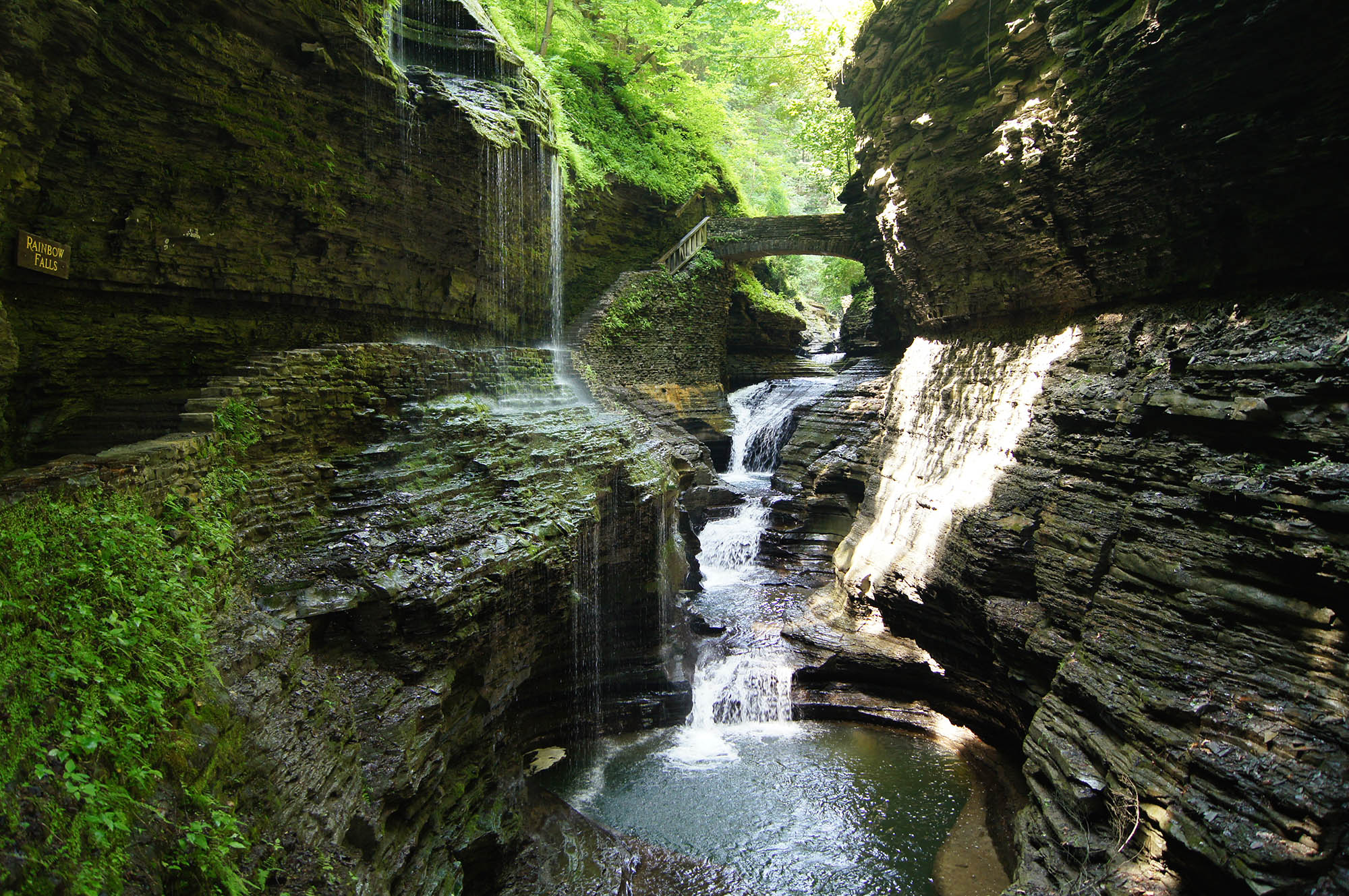 Rainbow Falls at Watkins Glen State Park in Watkins Glen, New York