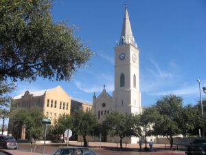 Exterior of Cathedral San Agustín in Laredo, Texas