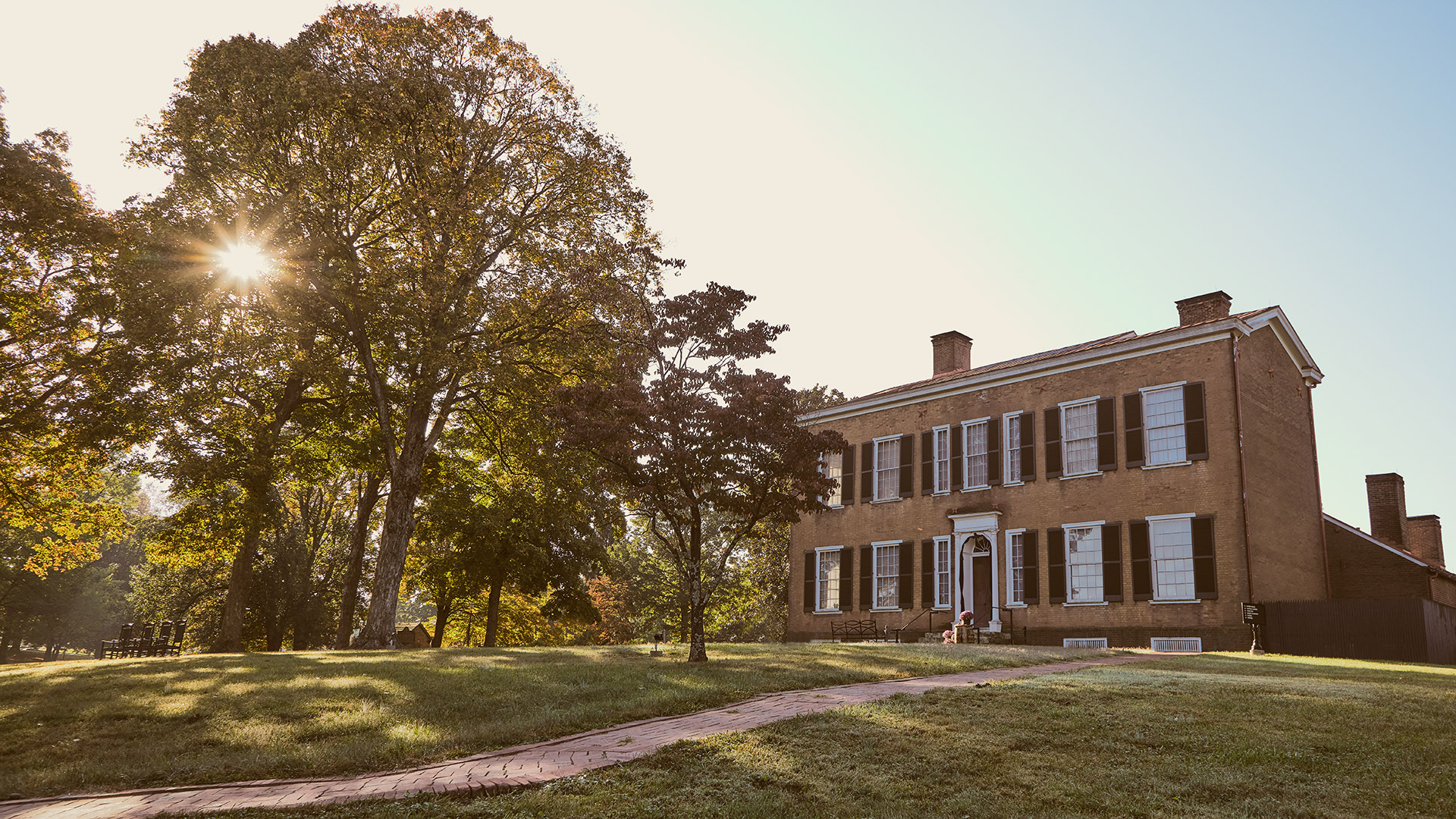 Exterior of the Federal Hill Mansion in My Old Kentucky Home State Park in Bardstown, Kentucky