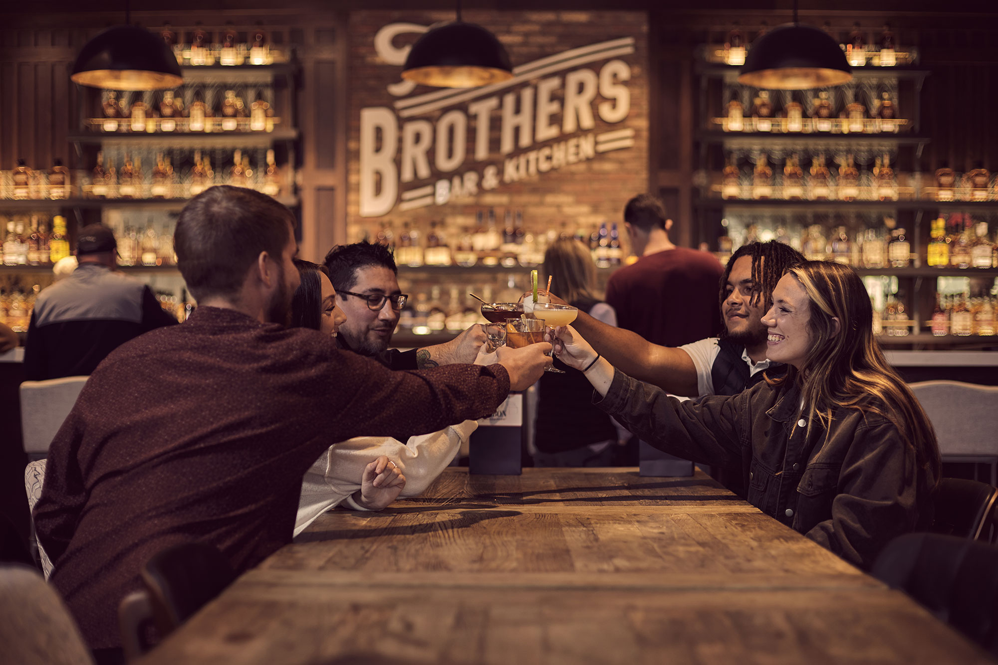 Customers to the Five Brothers Bar & Kitchen at the Heaven Hill Bourbon Experience in Bardstown, Kentucky