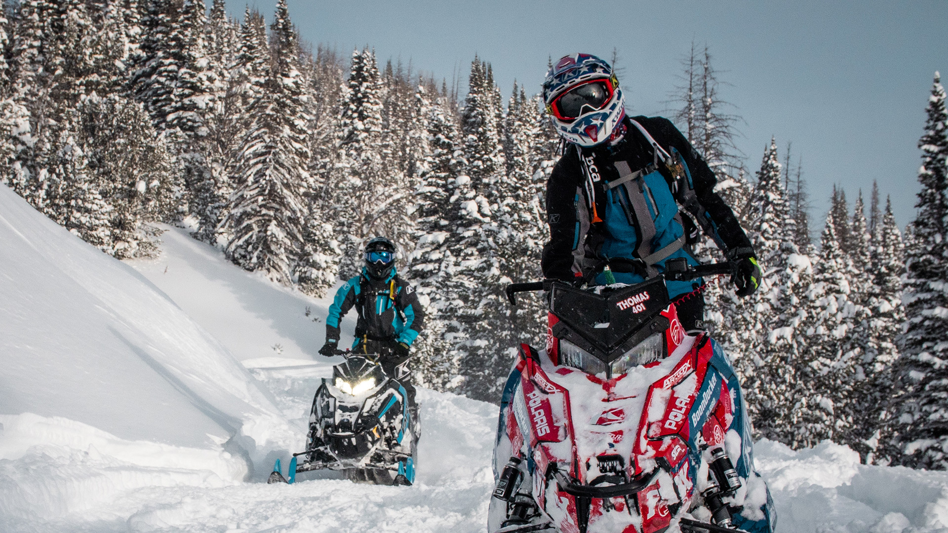 Snowmobilers on Togwotee Pass in Wyoming’s Wind River Country; Credit: Jeff Shanor