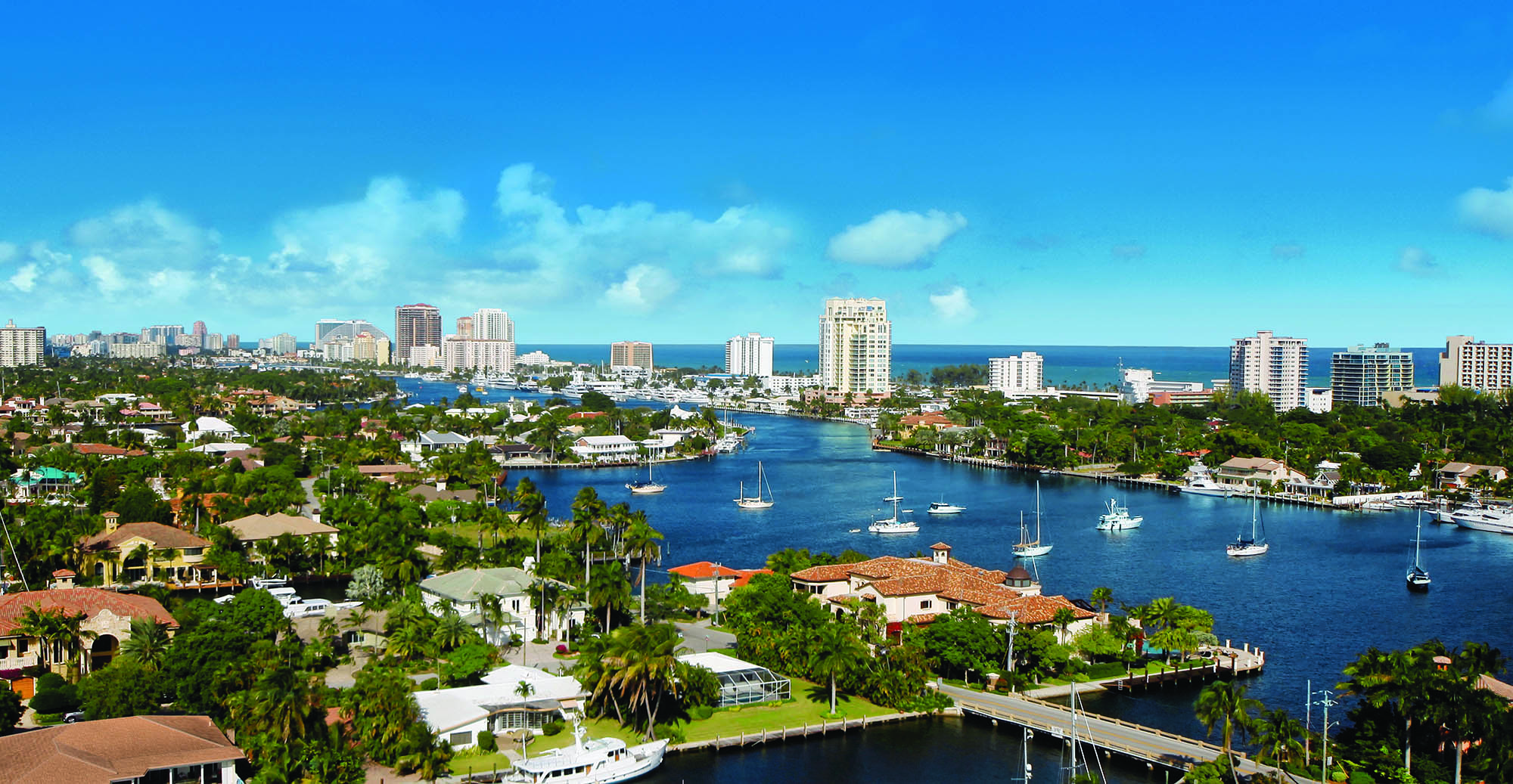 Boats at anchor in the coastal waters of Fort Lauderdale, Florida; Credit: Greater Fort Lauderdale Convention & Visitors Bureau