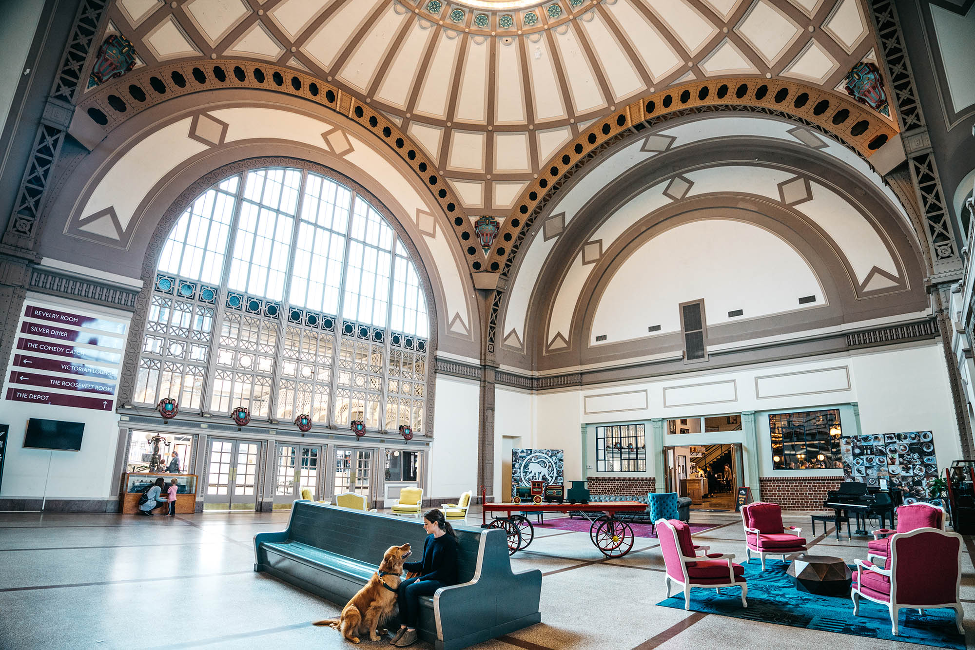 The lobby of the Hotel Chalet at The Choo Choo in Chattanooga, Tennessee
