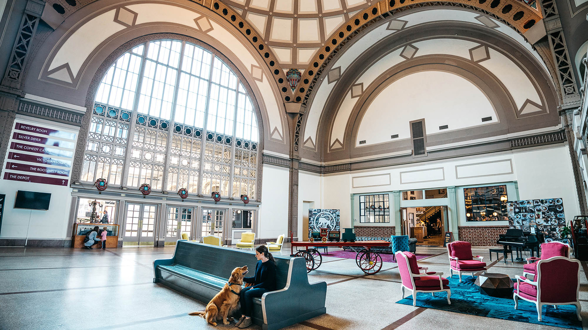 The lobby of the Hotel Chalet at The Choo Choo in Chattanooga, Tennessee