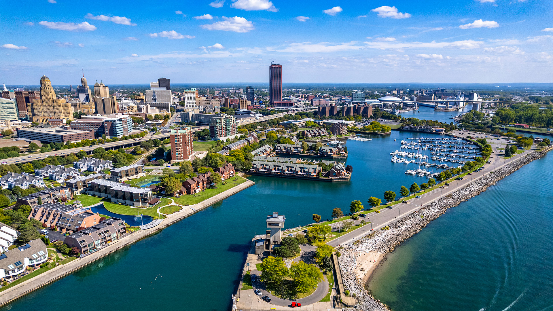 Aerial view of Erie Basin Marina in Buffalo, New York; Credit: Matthew Digati