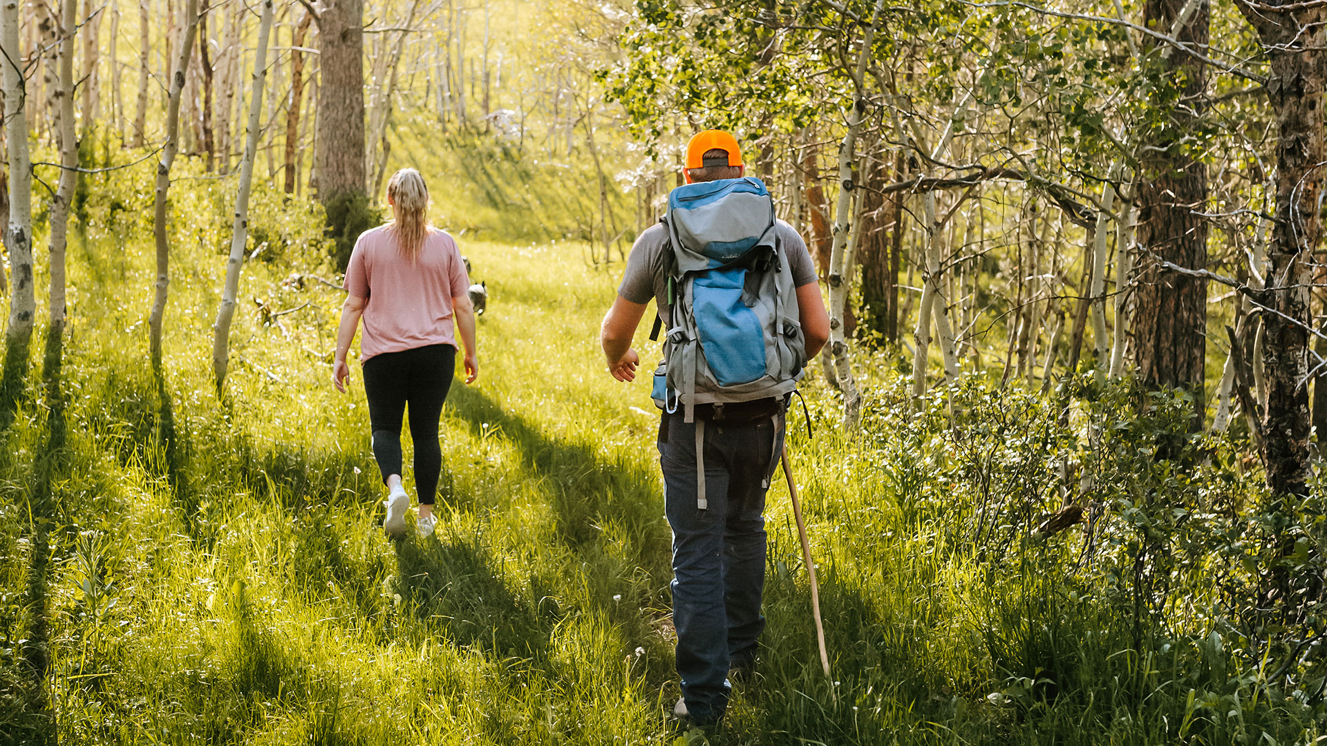 Hiking a grassy trail near Sundance, Wyoming