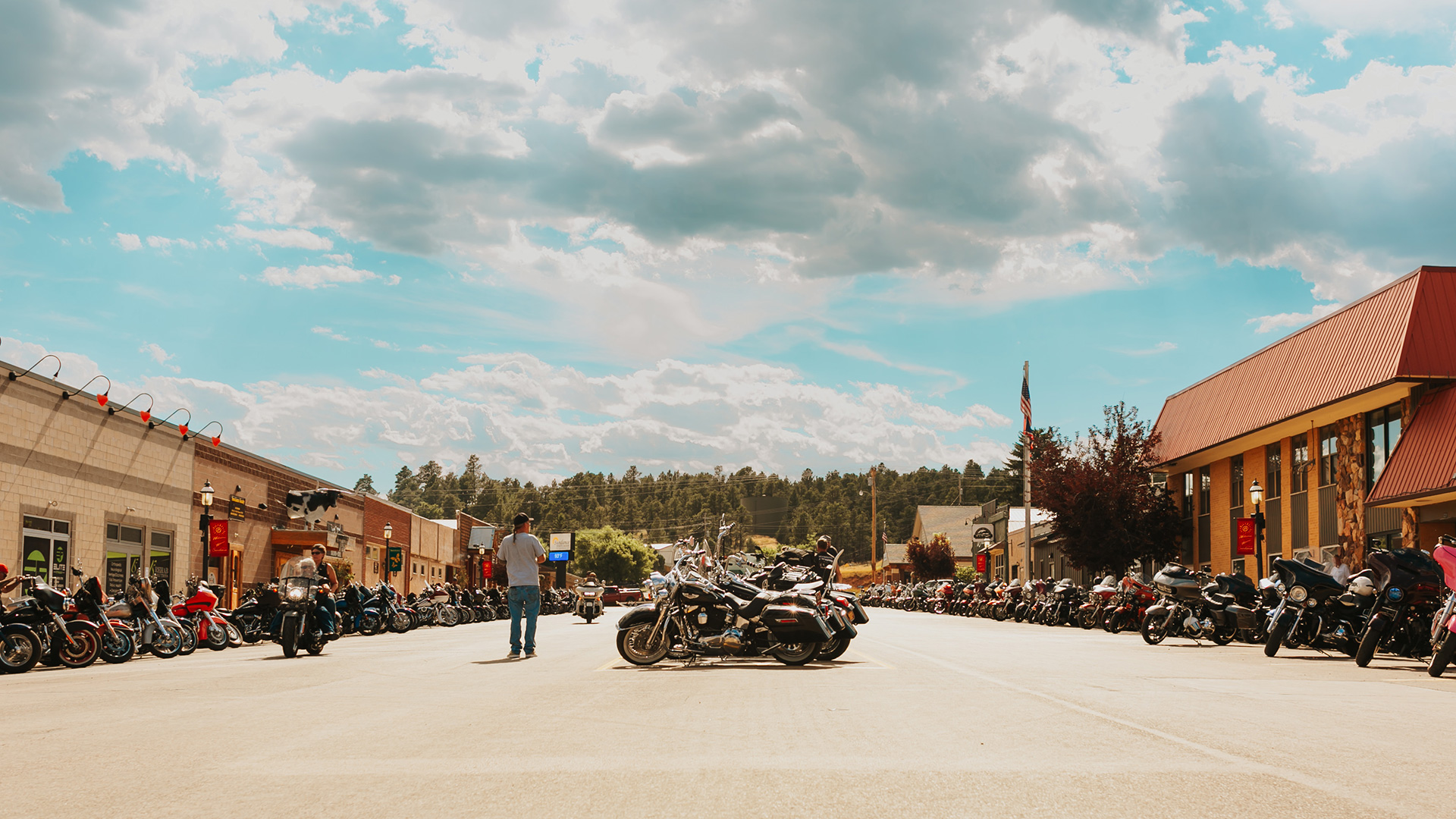 Downtown Sundance, Wyoming, during the Sturgis Motorcycle Rally