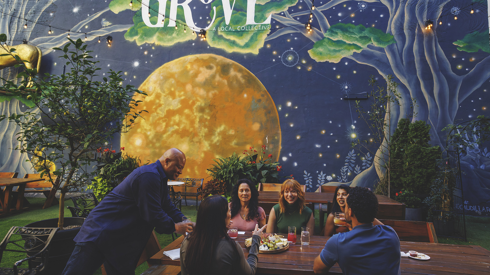 Diners at The Grove Collective in Lexington, Kentucky