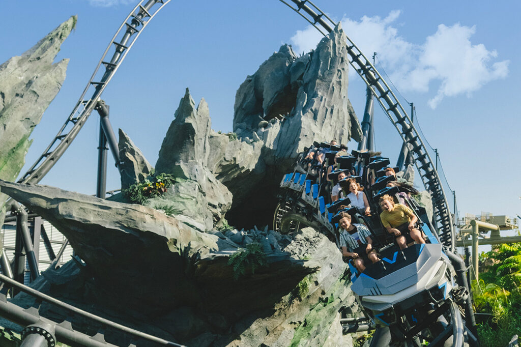 Jurassic World VelociCoaster at Universal Islands of Adventure in Orlando, Florida