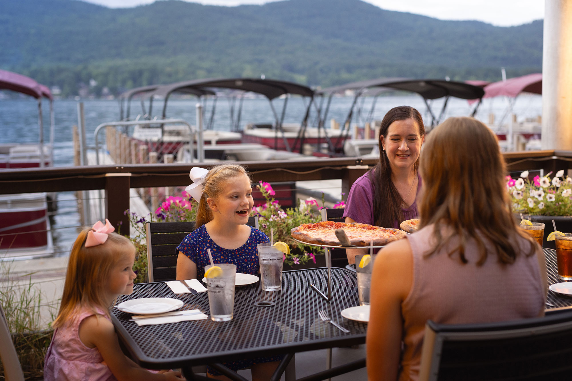 Patio dining at The Lagoon Bar & Grill in Lake George, New York