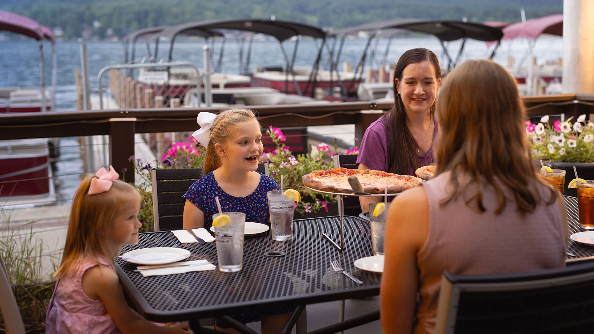 Patio dining at The Lagoon Bar & Grill in Lake George, New York
