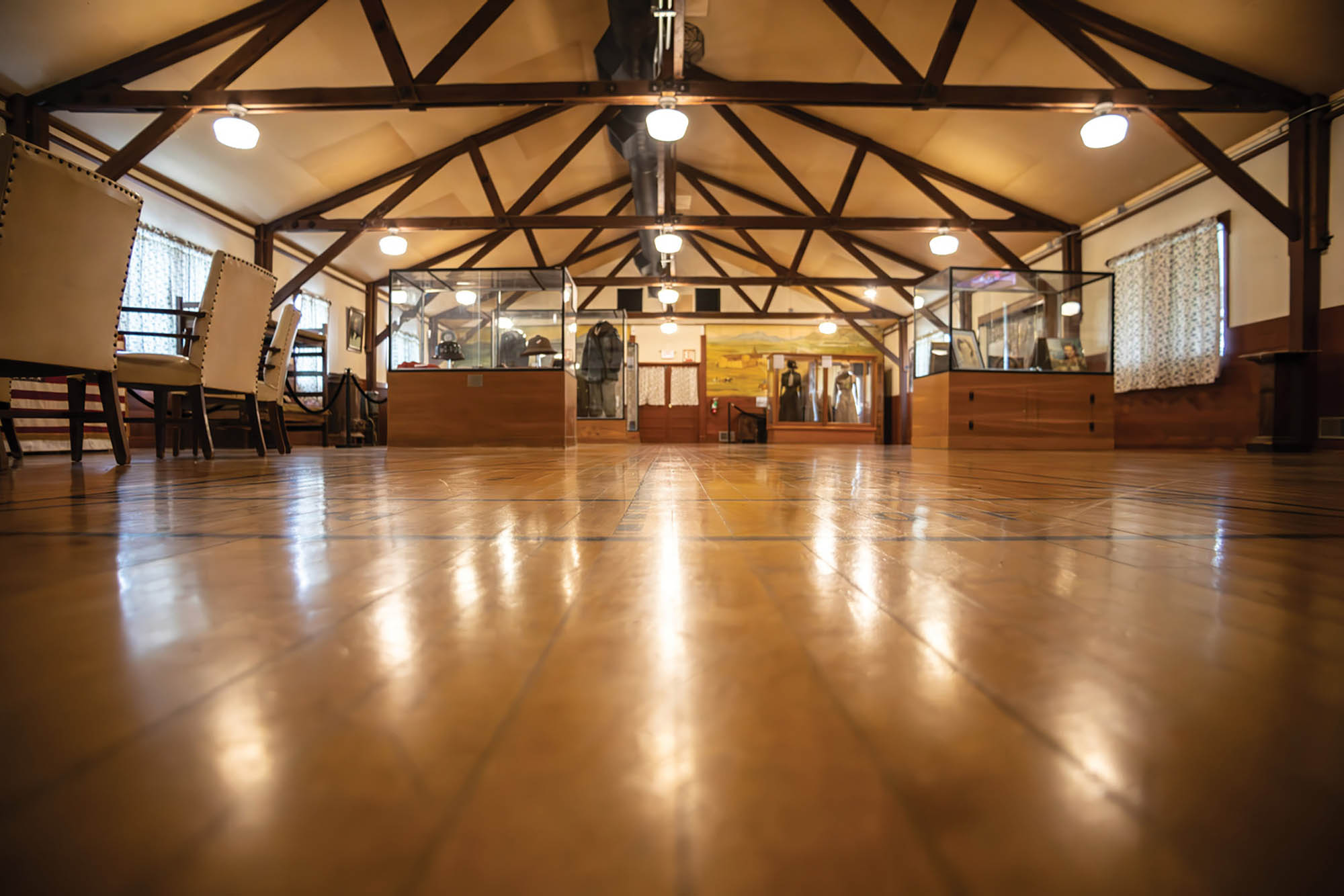 The interior of the Camp Douglas Officers' Club State Historic Site in Douglas, Wyoming