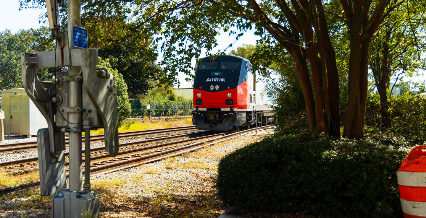 An Amtrak train in Mobile, Alabama; Credit: City of Mobile