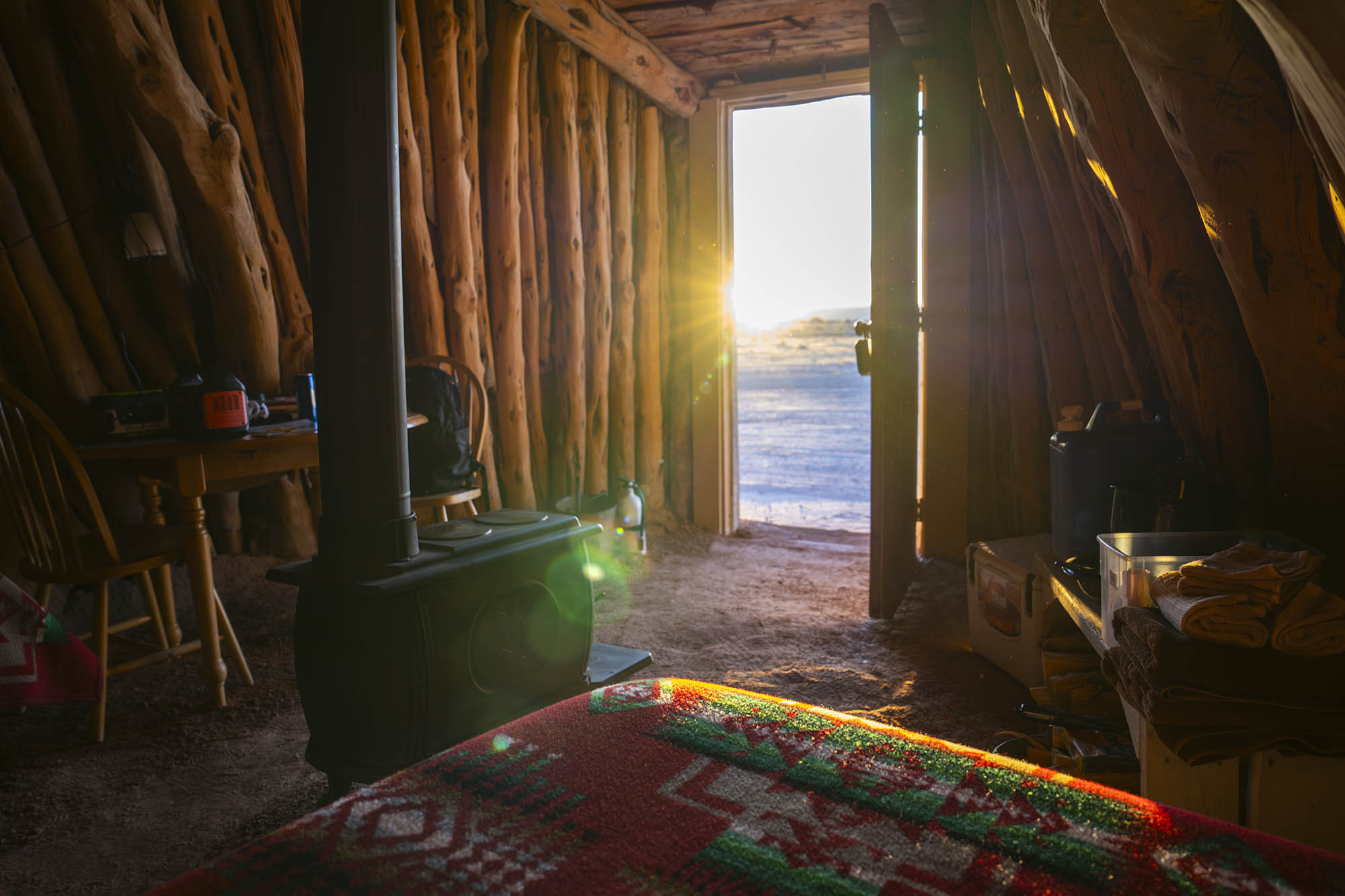 Interior of Experience Hogan by the River in Cameron, Arizona; Credit: Navajo Tourism Dept.